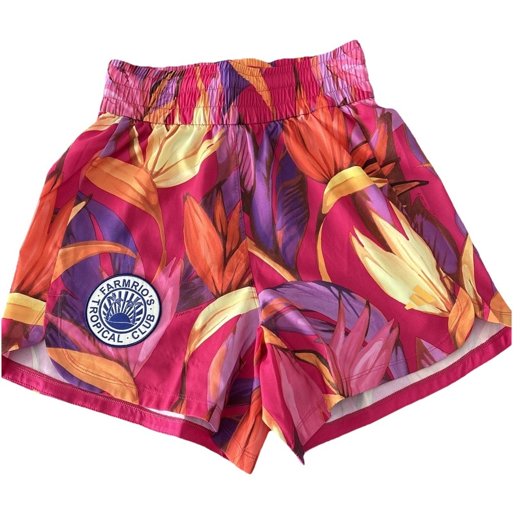 Adidas X Farm Rio Womens Tropical Club Print Shorts S Bold Pink climacool New